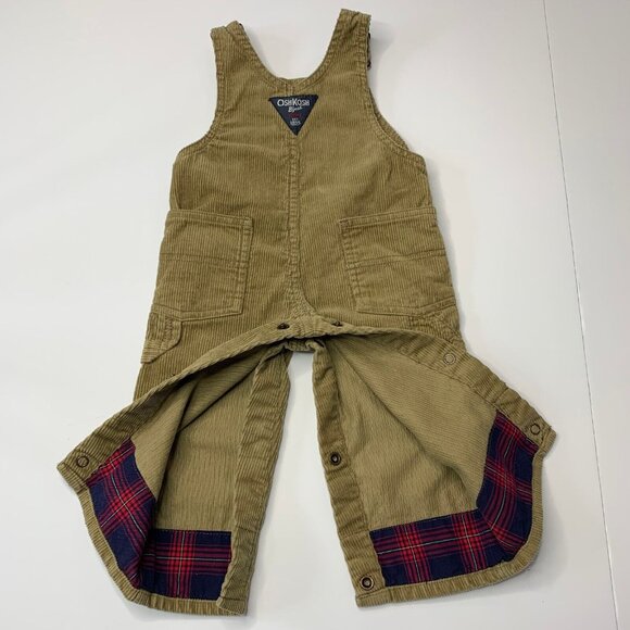 OshKosh B'gosh Vestbak Size 6M Overalls Corduroy Cuffed Beige Snaps - Picture 7 of 8